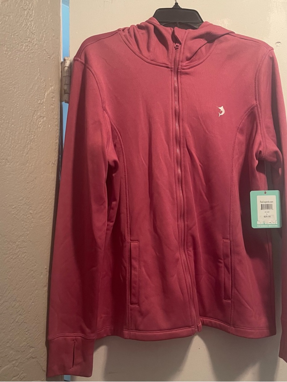 Reel Legends Women's Zip-Up Hoodie with Small Logo - Deep Rose